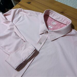 Flag & Anthem Pink White Gingham Buttondown Shirt Wrinkle Free Stretch Sz XL